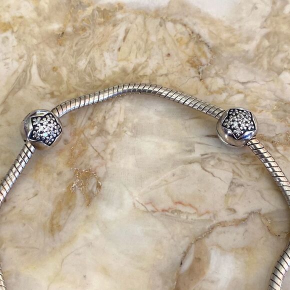 Pandora You’re A Star Sterling Silver & Cubic Zirconia Clip Charms Matching Pair - Picture 2 of 4